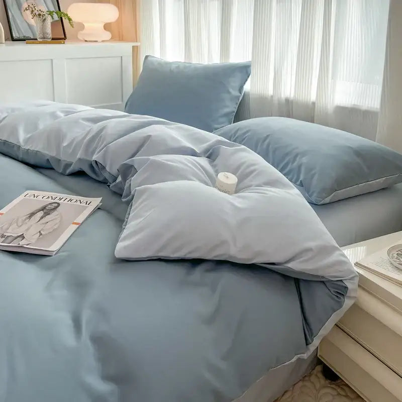 DecorBites™ Solid Color Brush Fabric Bedding Set - 4 Pieces
