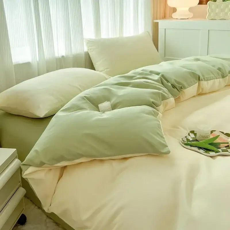 DecorBites™ Solid Color Brush Fabric Bedding Set - 4 Pieces
