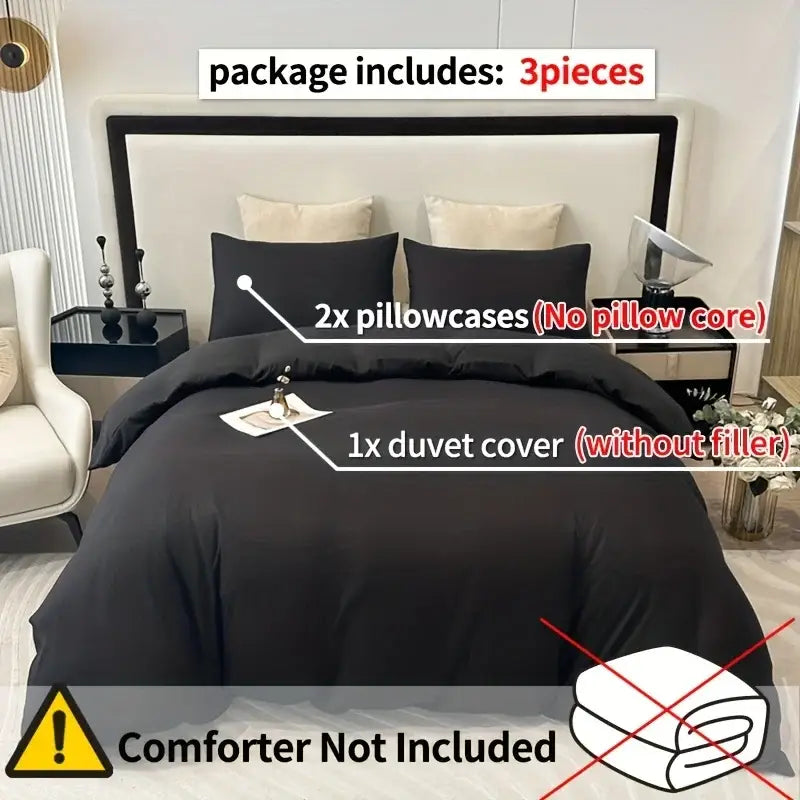 DecorBites™ Solid Color Brushed Duvet Cover Set