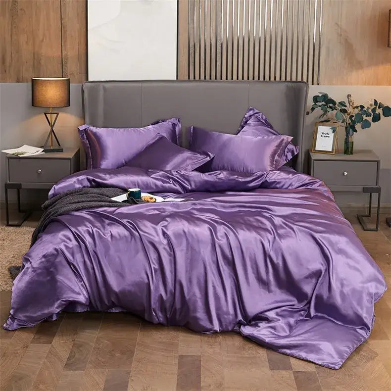DecorBites™ Solid Color Luxury Rayon Satin Bedding Set