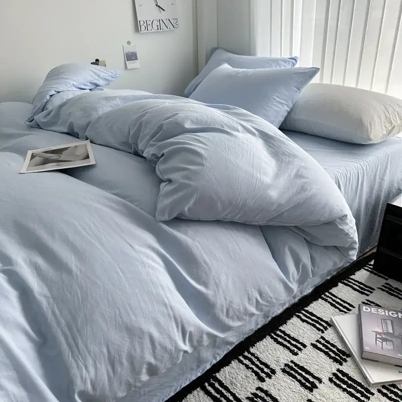 DecorBites™ Solid Cotton Bedding Set with Sheet - Various Sizes