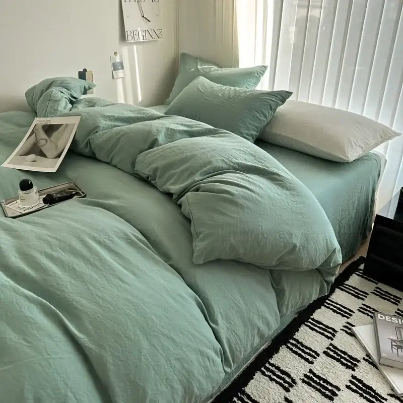 DecorBites™ Solid Cotton Bedding Set with Sheet - Various Sizes