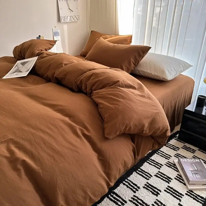 DecorBites™ Solid Cotton Bedding Set with Sheet - Various Sizes