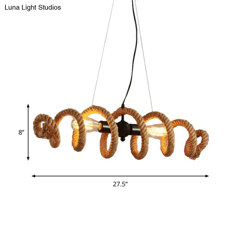 DecorBites™ Spiral 2-Head Rope Pendant Island Light in Black for Dining Room
