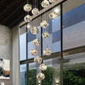DecorBites™ spiral crystal ball chandelier light with cascading glass orbs and intricate metallic patterns, free shipping
