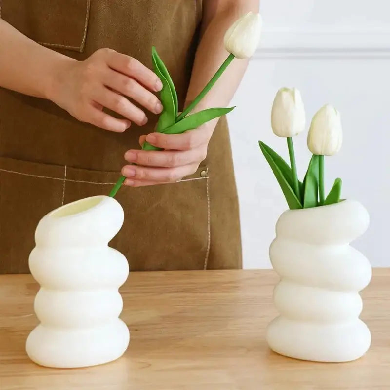DecorBites™ Spiral White Vase for Home Decor