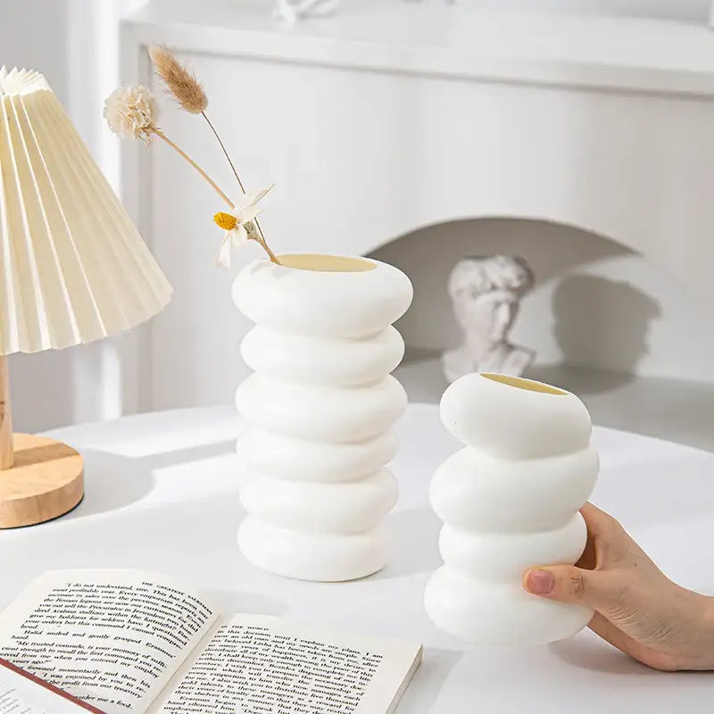 DecorBites™ Spiral White Vase for Home Decoration