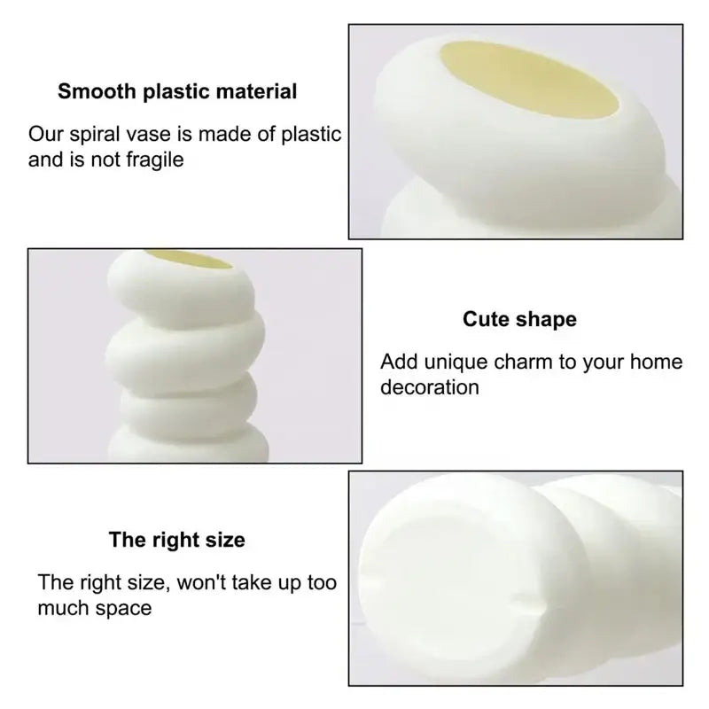 DecorBites™ Spiral White Vase for Home Decoration