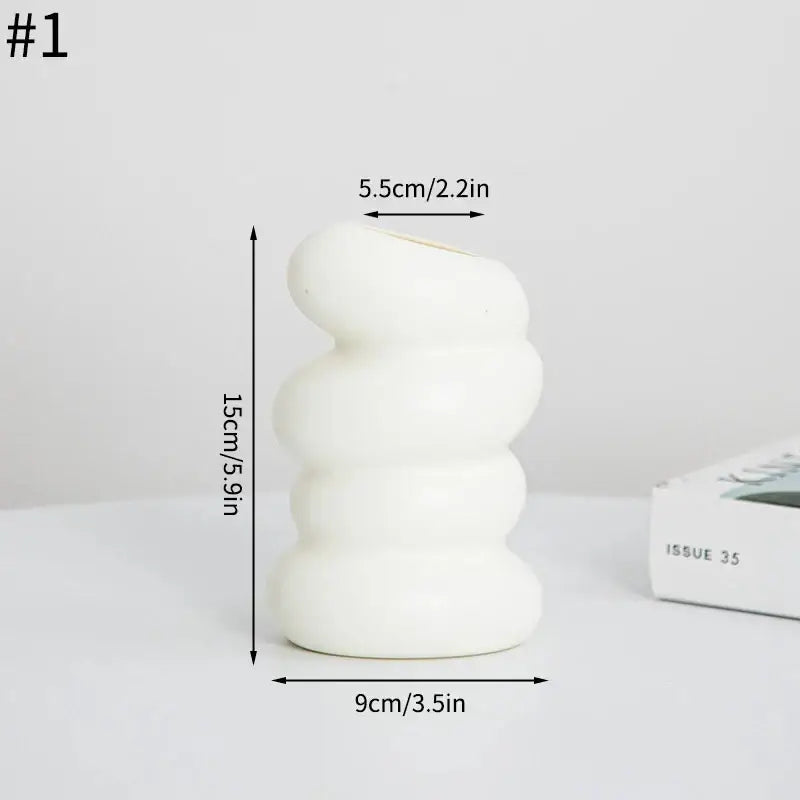 DecorBites™ Spiral White Vase for Home Decoration
