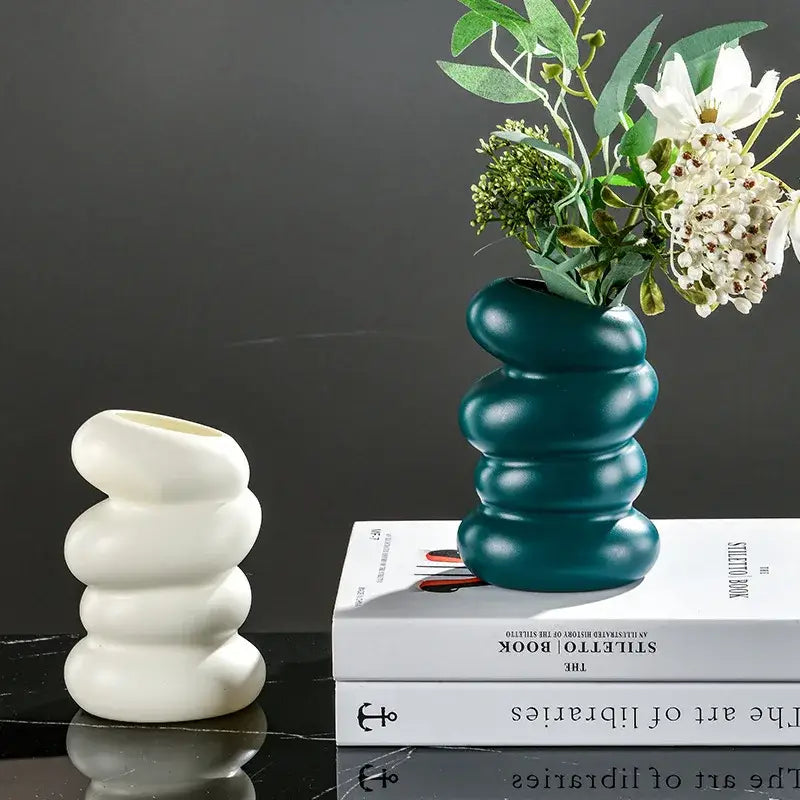 DecorBites™ Spiral White Vase for Home Decoration