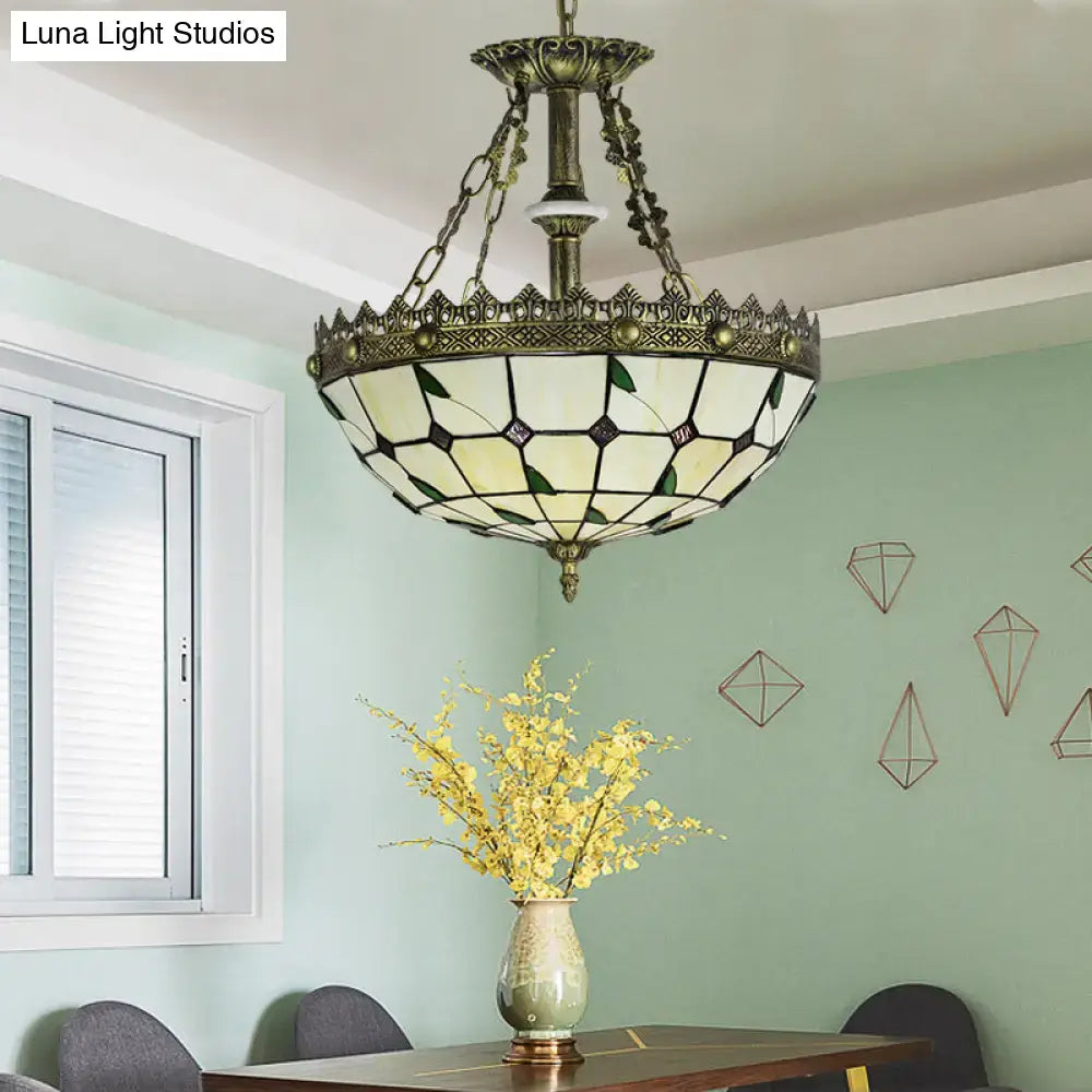 DecorBites™ ثريا معلقة بوعاء زجاجي ملون - تصميم أوراق الشجر Lodge، 3 مصابيح - إضاءة مطبخ داخلية