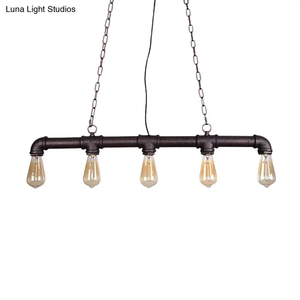 DecorBites™ Steampunk Island Pendant with 5 Lights - Industrial Style Ceiling Light for Dining Room in Black/Bronze/Copper