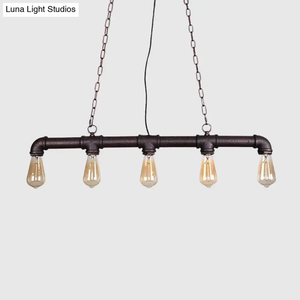 DecorBites™ Steampunk Island Pendant with 5 Lights - Industrial Style Ceiling Light for Dining Room in Black/Bronze/Copper