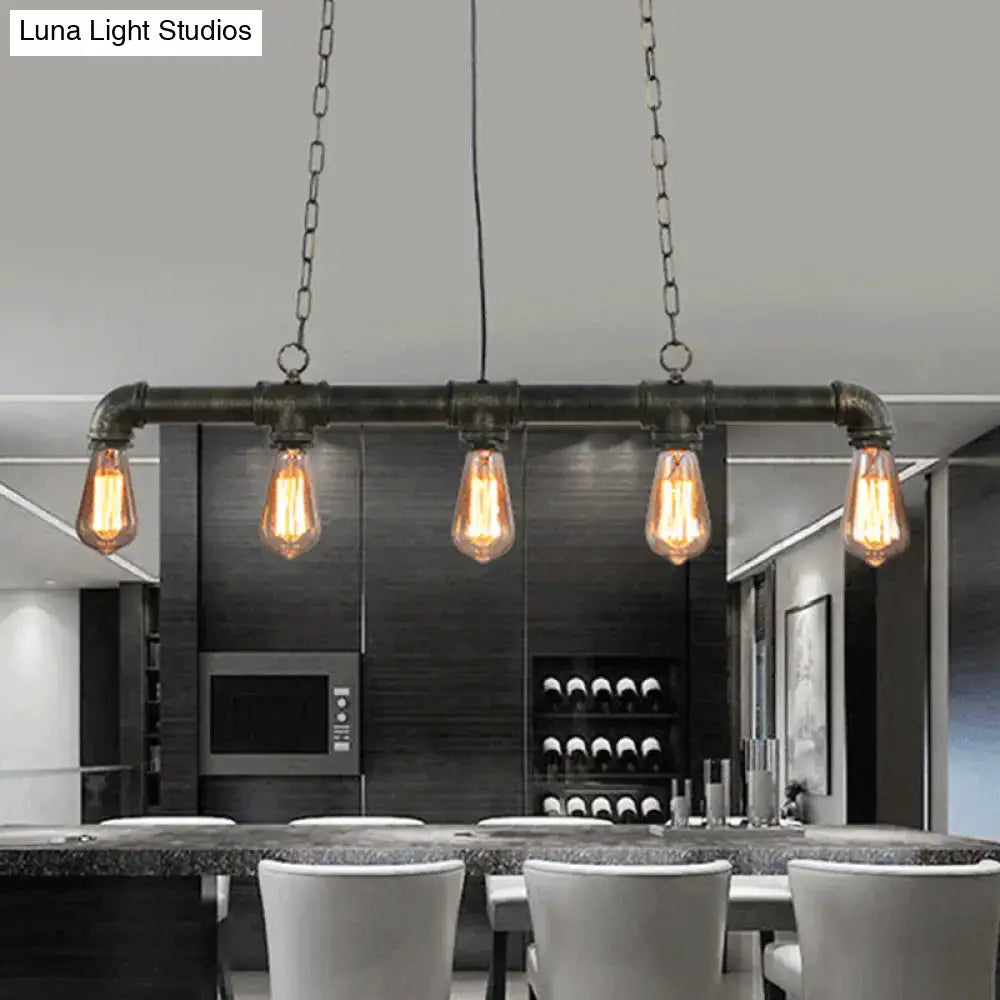 DecorBites™ Steampunk Island Pendant with 5 Lights - Industrial Style Ceiling Light for Dining Room in Black/Bronze/Copper