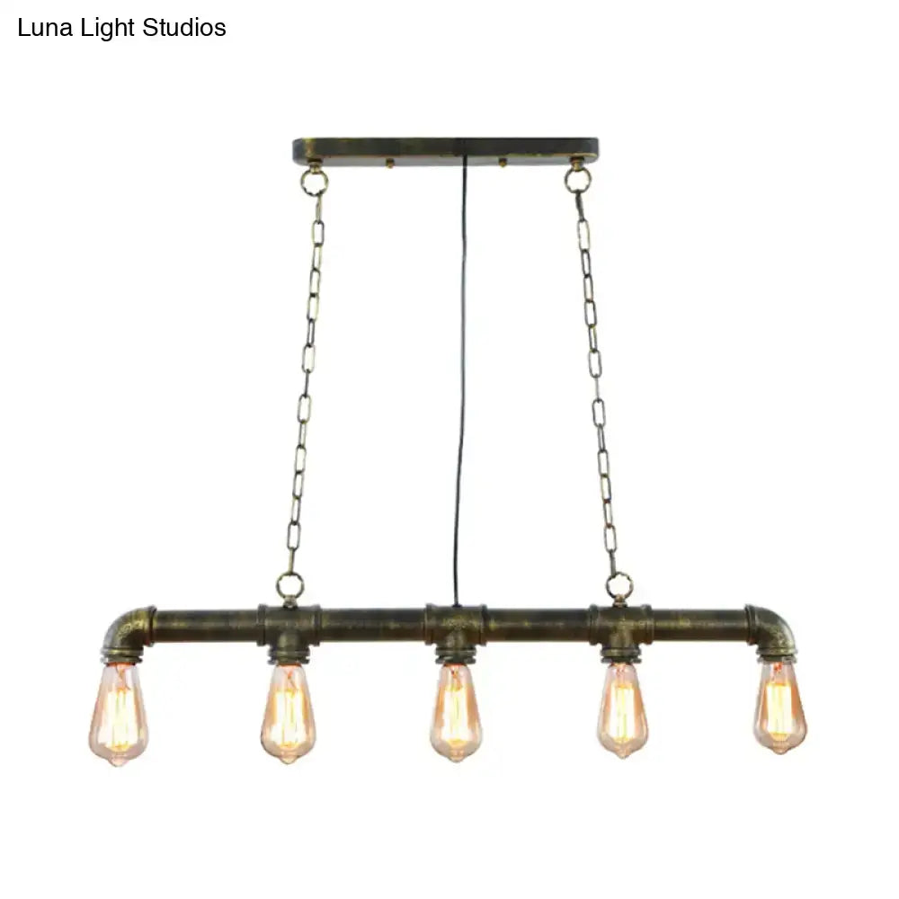 DecorBites™ Steampunk Island Pendant with 5 Lights - Industrial Style Ceiling Light for Dining Room in Black/Bronze/Copper