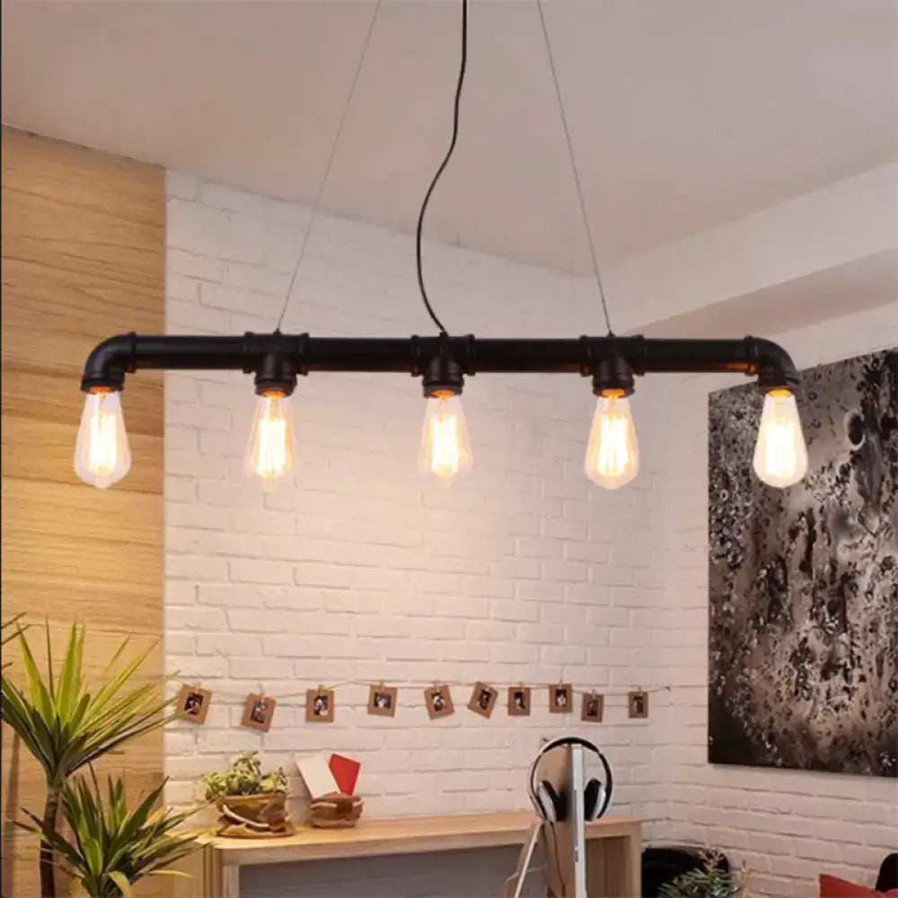 DecorBites™ Steampunk Island Pendant with 5 Lights - Industrial Style Ceiling Light for Dining Room in Black/Bronze/Copper