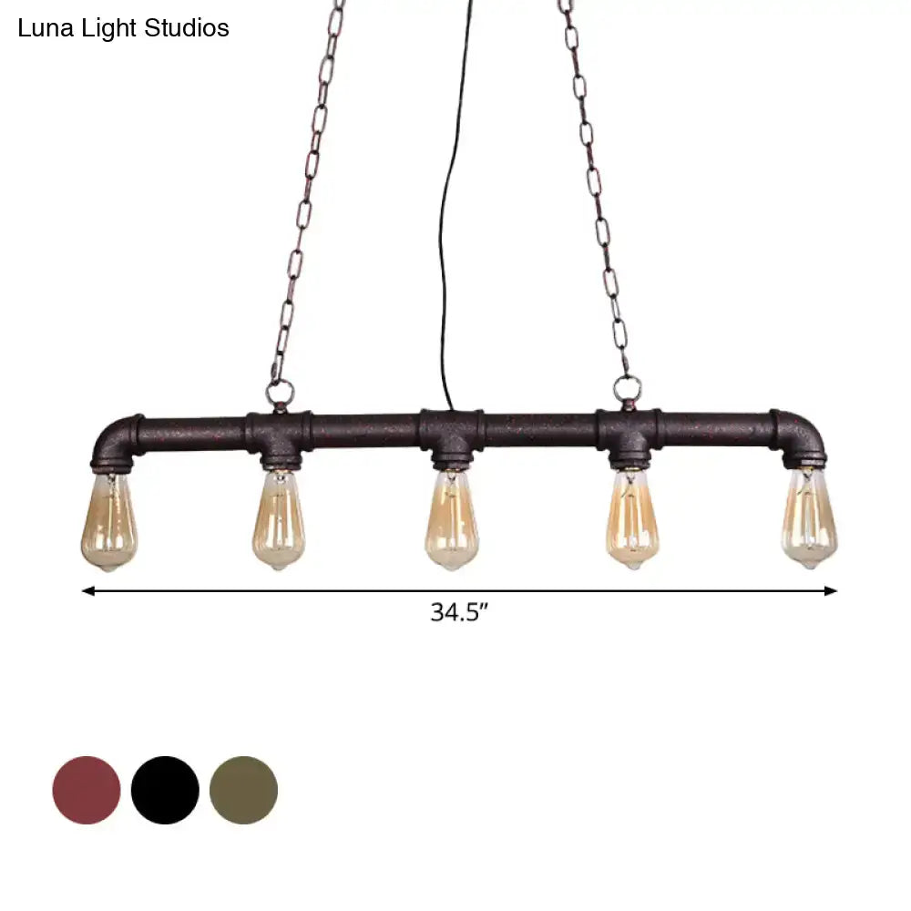 DecorBites™ Steampunk Island Pendant with 5 Lights - Industrial Style Ceiling Light for Dining Room in Black/Bronze/Copper