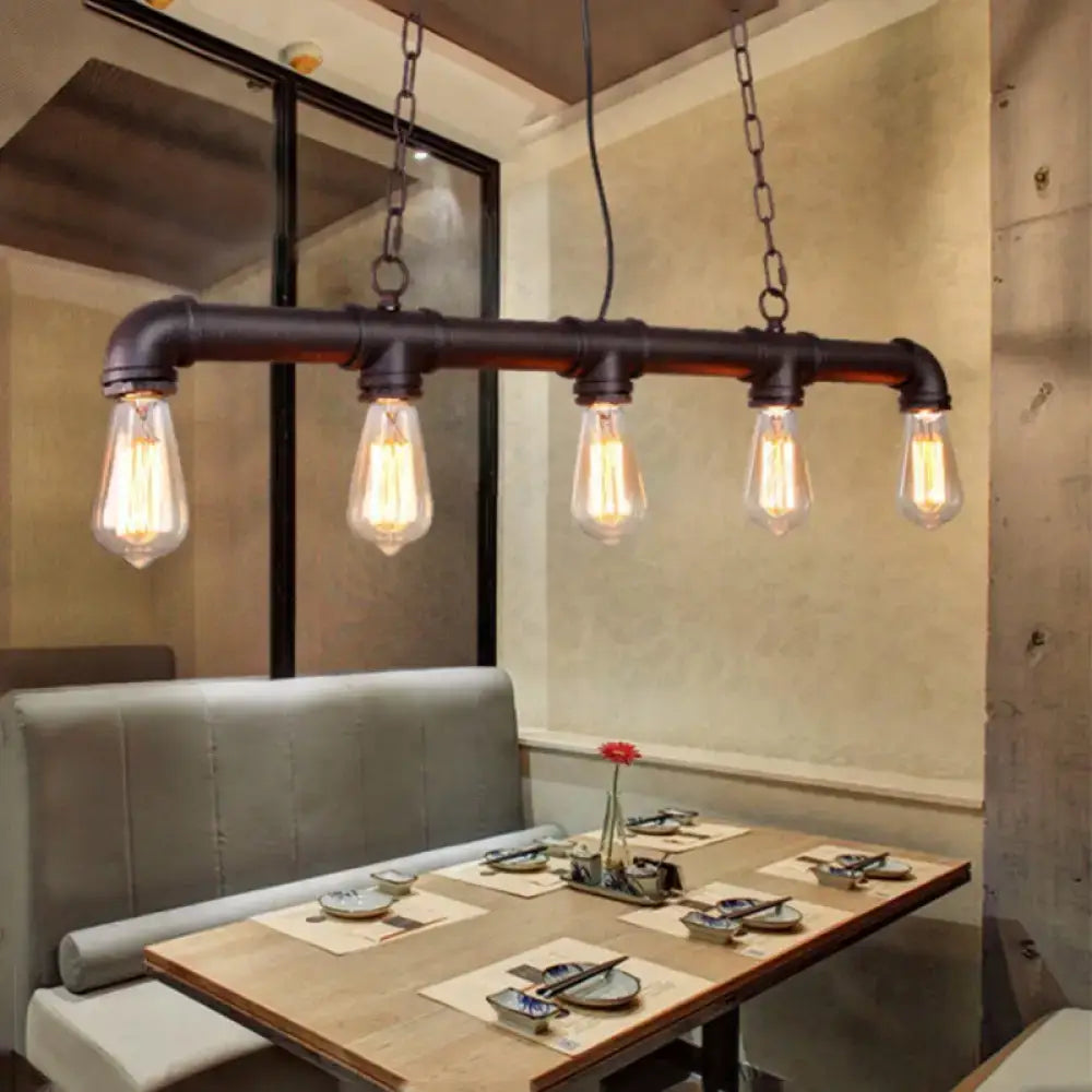DecorBites™ Steampunk Island Pendant with 5 Lights - Industrial Style Ceiling Light for Dining Room in Black/Bronze/Copper