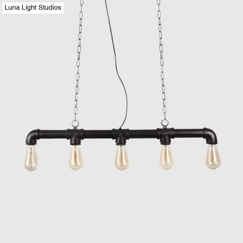 DecorBites™ Steampunk Island Pendant with 5 Lights - Industrial Style Ceiling Light for Dining Room in Black/Bronze/Copper
