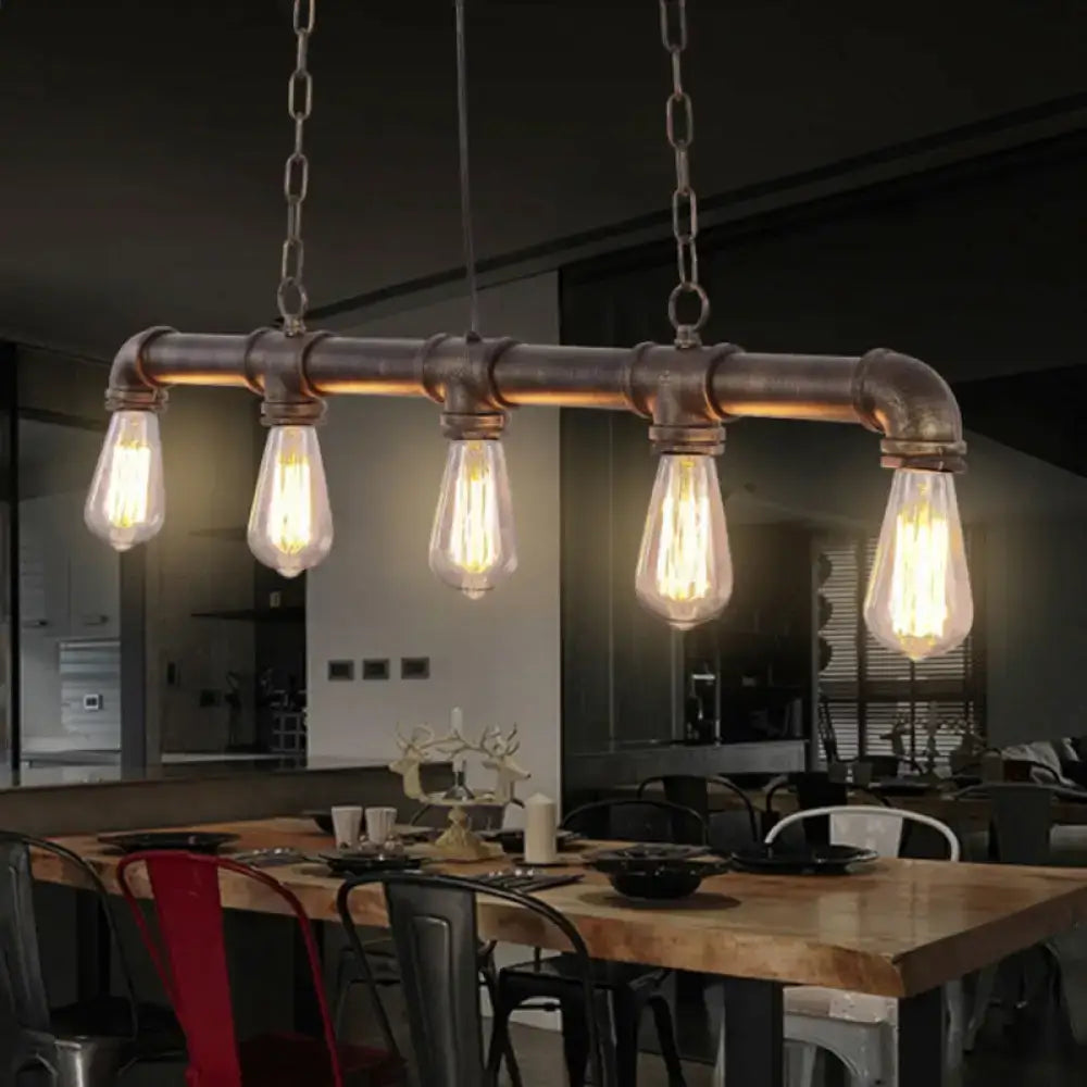 DecorBites™ Steampunk Island Pendant with 5 Lights - Industrial Style Ceiling Light for Dining Room in Black/Bronze/Copper