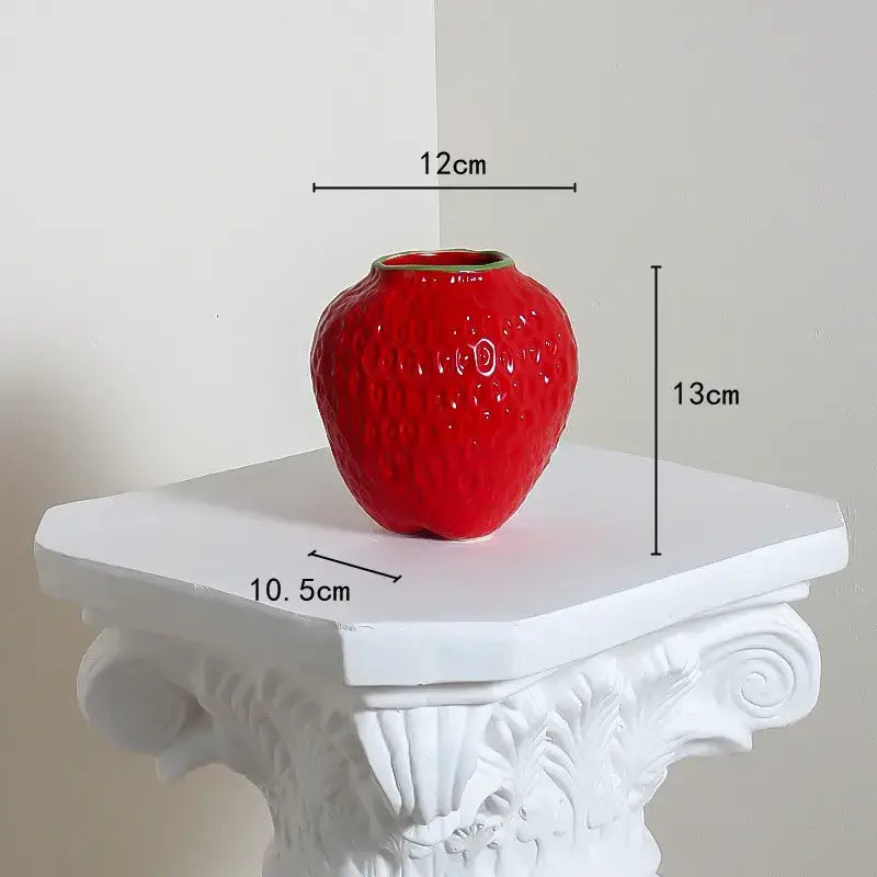 DecorBites™ Strawberry Cartoon Ceramic Vase for Kids Room