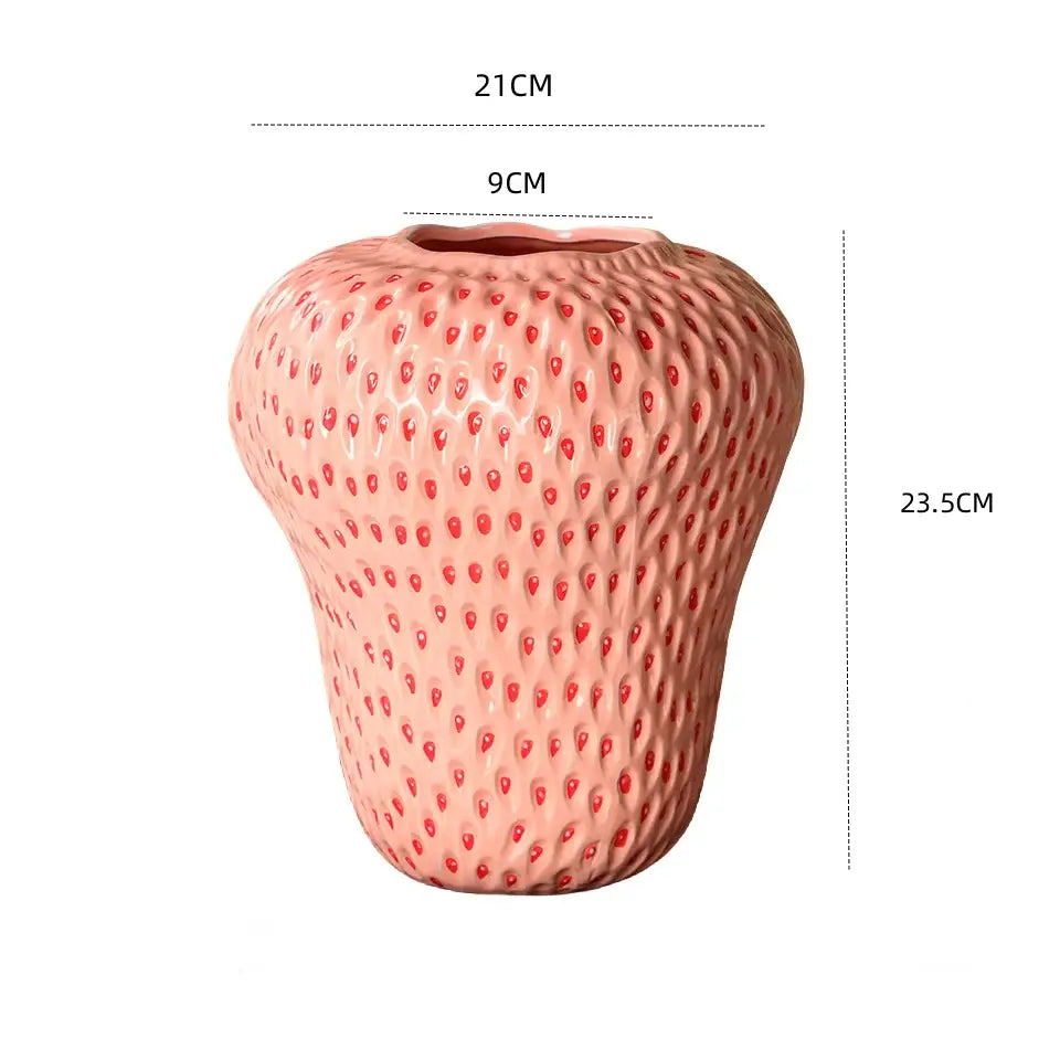 DecorBites™ Strawberry Cartoon Ceramic Vase for Kids Room