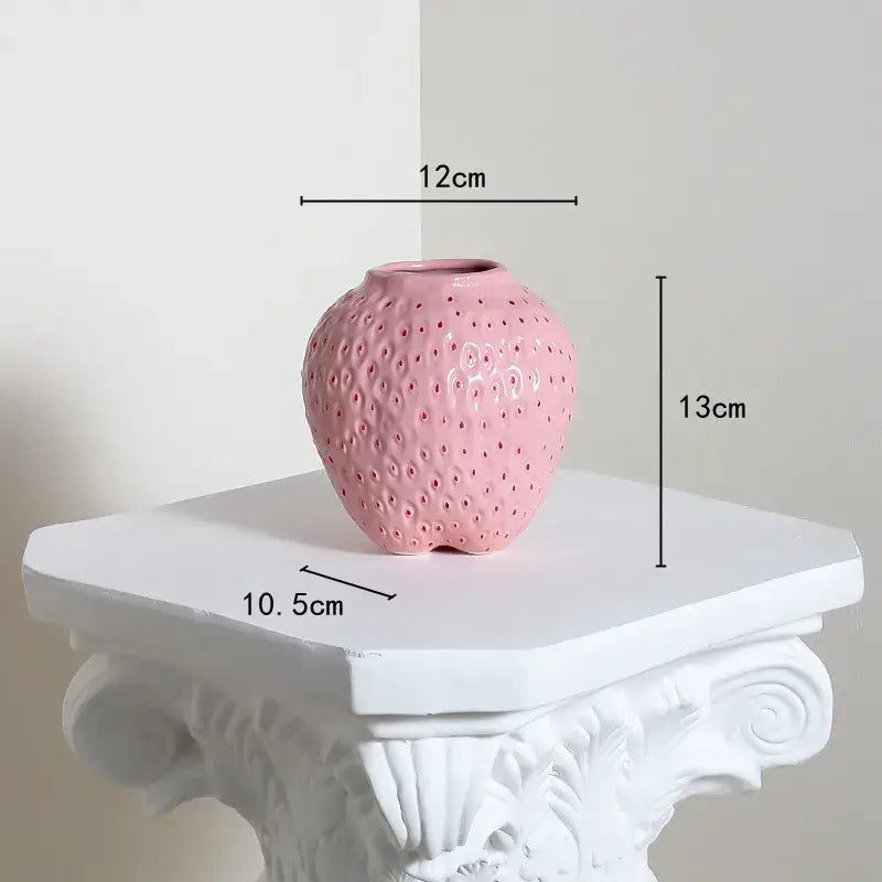 DecorBites™ Strawberry Cartoon Ceramic Vase for Kids Room