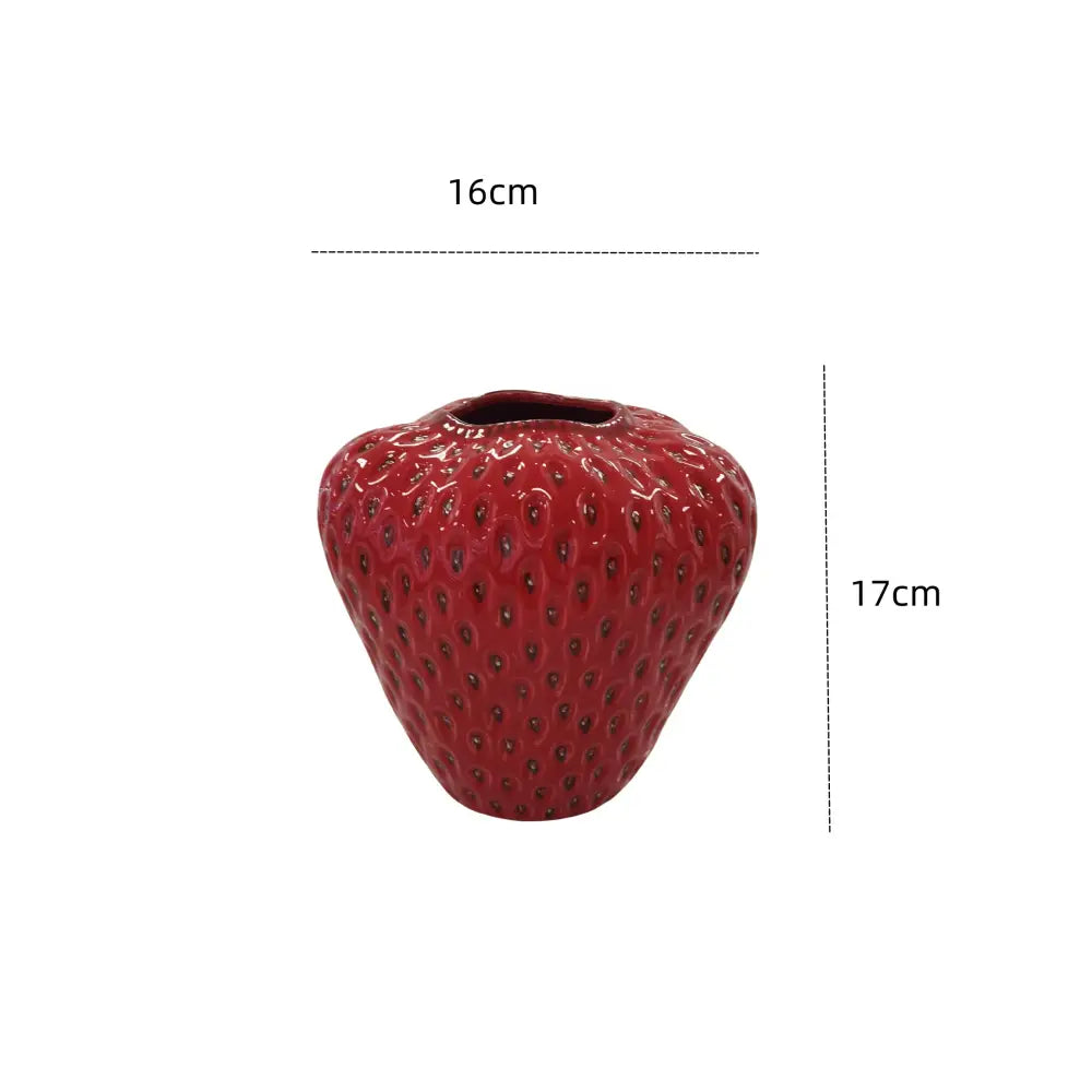 DecorBites™ Strawberry Cartoon Ceramic Vase for Kids Room