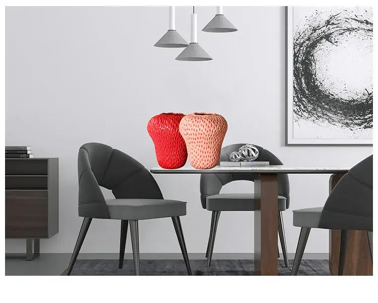 DecorBites™ Strawberry Cartoon Ceramic Vase for Kids Room
