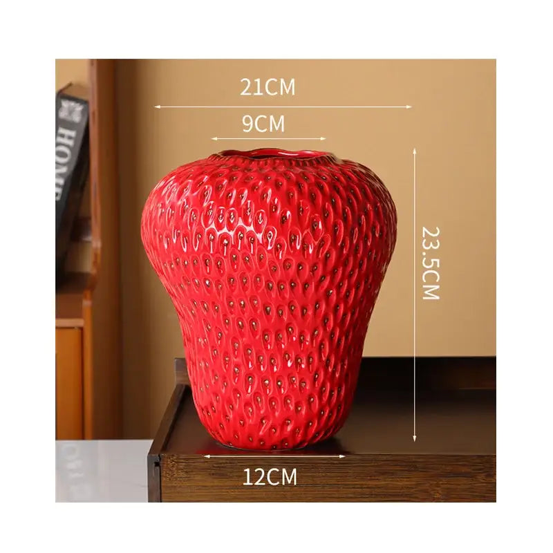 DecorBites™ Strawberry Cartoon Ceramic Vase for Kids Room
