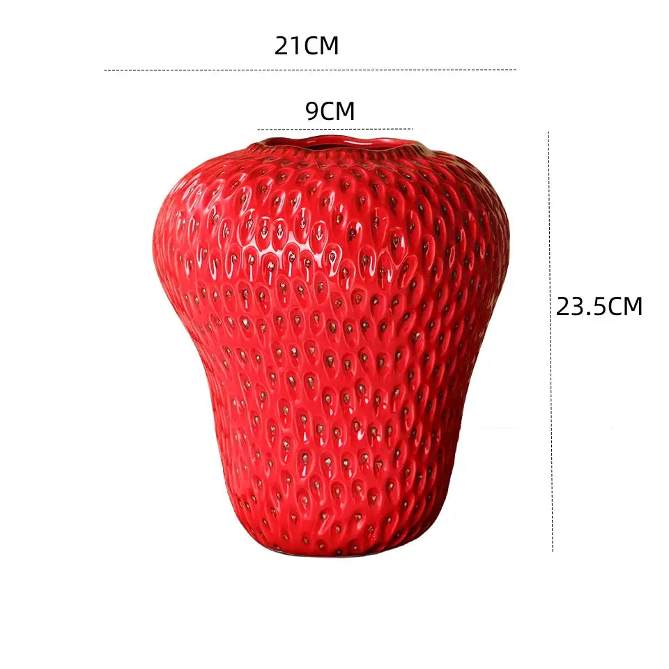 DecorBites™ Strawberry Cartoon Ceramic Vase for Kids Room