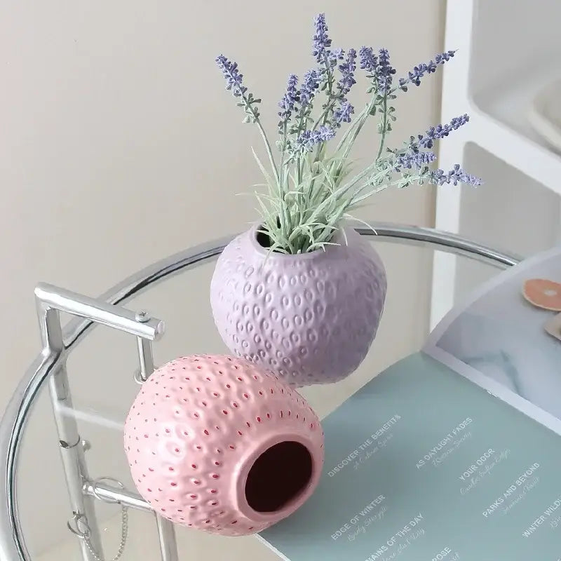 DecorBites™ Strawberry Cartoon Flower Vase for Home Décor