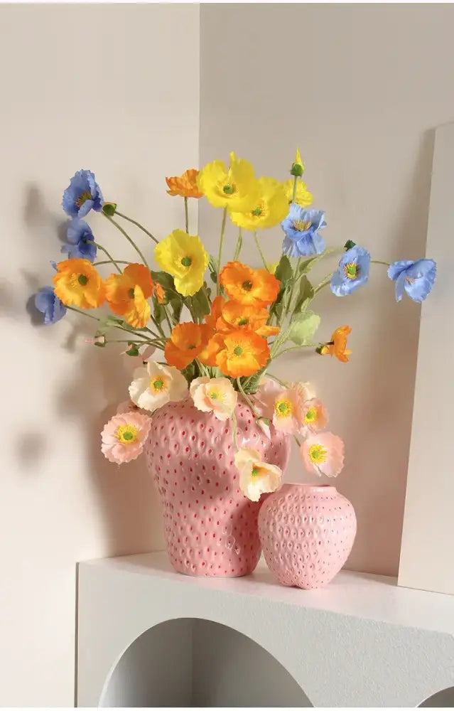 DecorBites™ Strawberry Cartoon Flower Vase for Home Décor