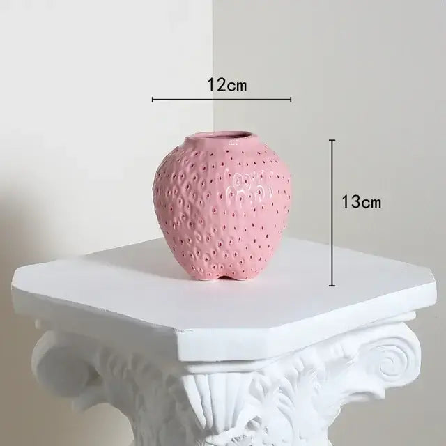 DecorBites™ Strawberry Cartoon Flower Vase for Home Décor