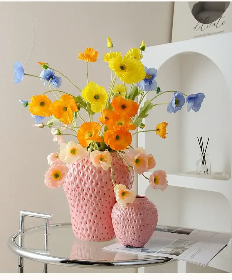DecorBites™ Strawberry Cartoon Flower Vase for Home Décor