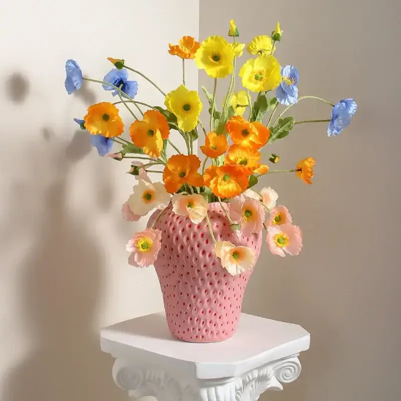 DecorBites™ Strawberry Cartoon Flower Vase for Home Décor