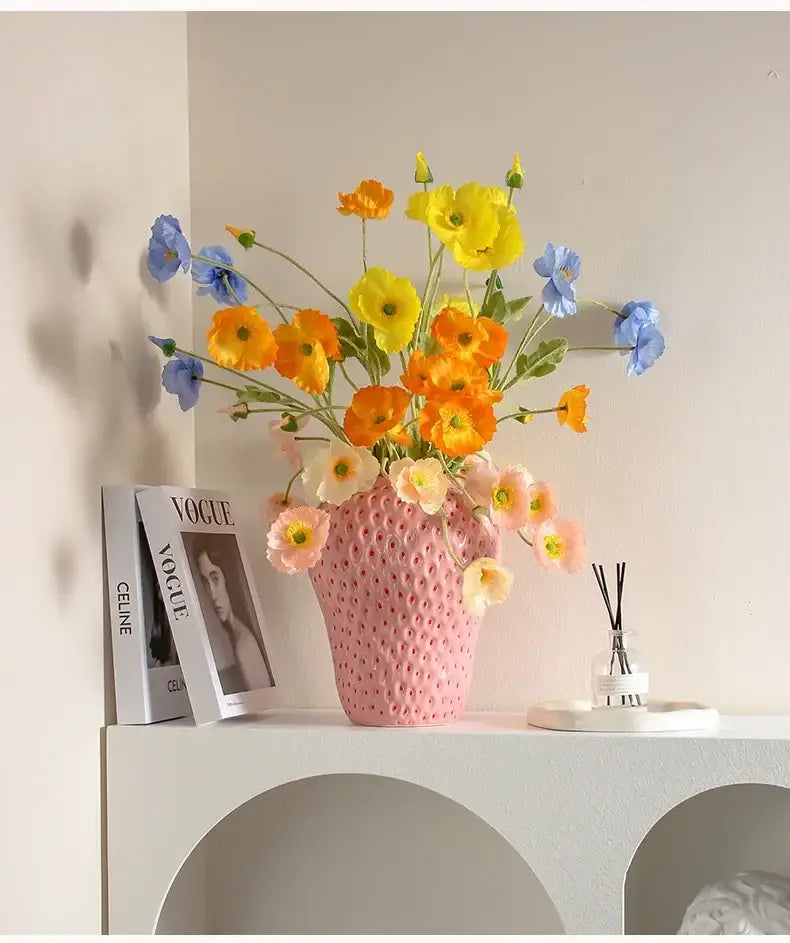 DecorBites™ Strawberry Cartoon Flower Vase for Home Décor