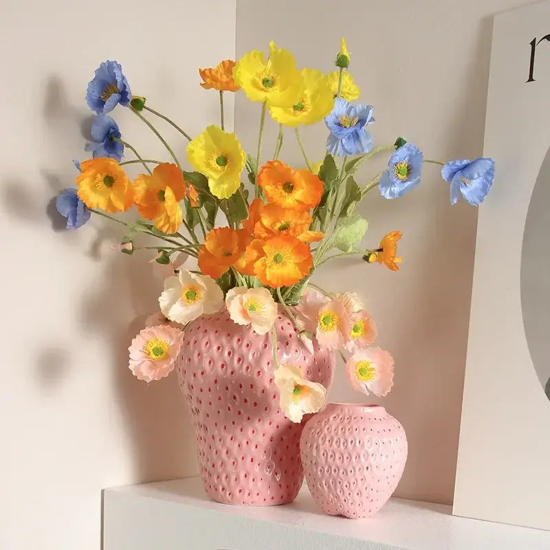 DecorBites™ Strawberry Cartoon Flower Vase for Home Décor