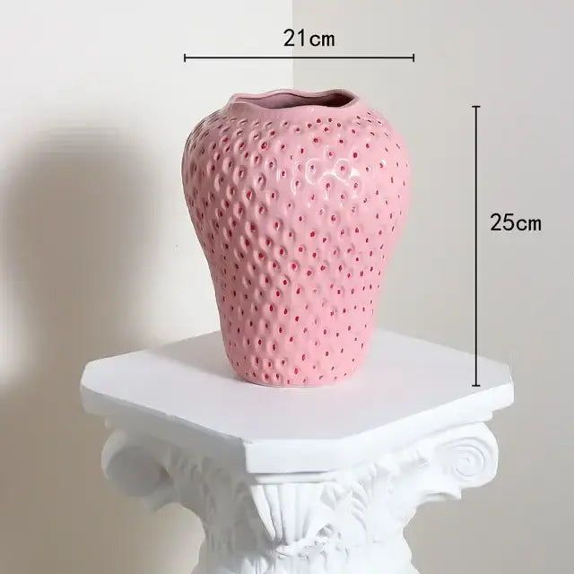 DecorBites™ Strawberry Cartoon Flower Vase for Home Décor