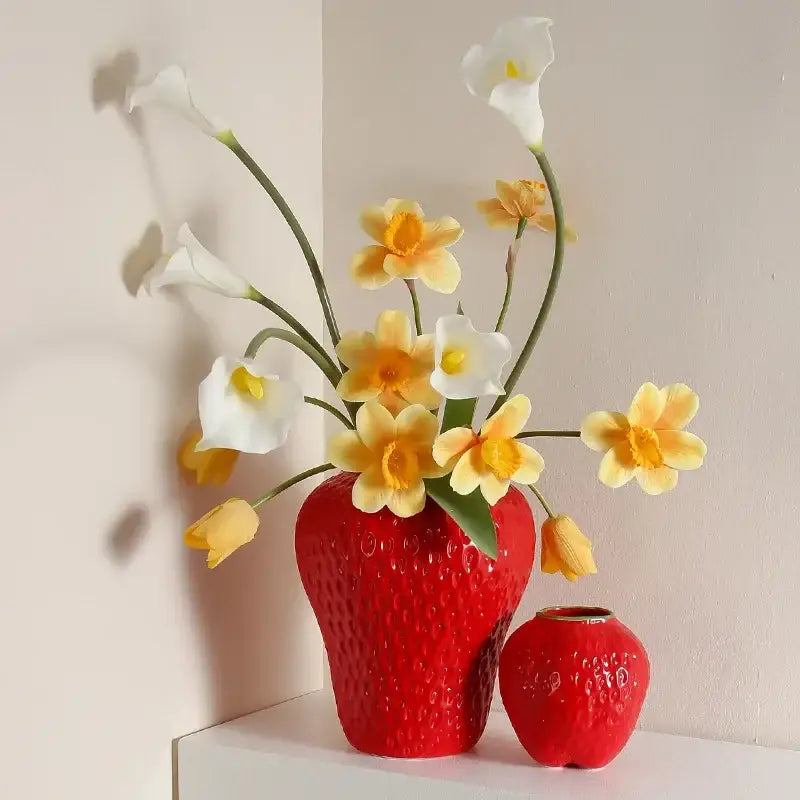 DecorBites™ Strawberry Cartoon Flower Vase for Home Décor