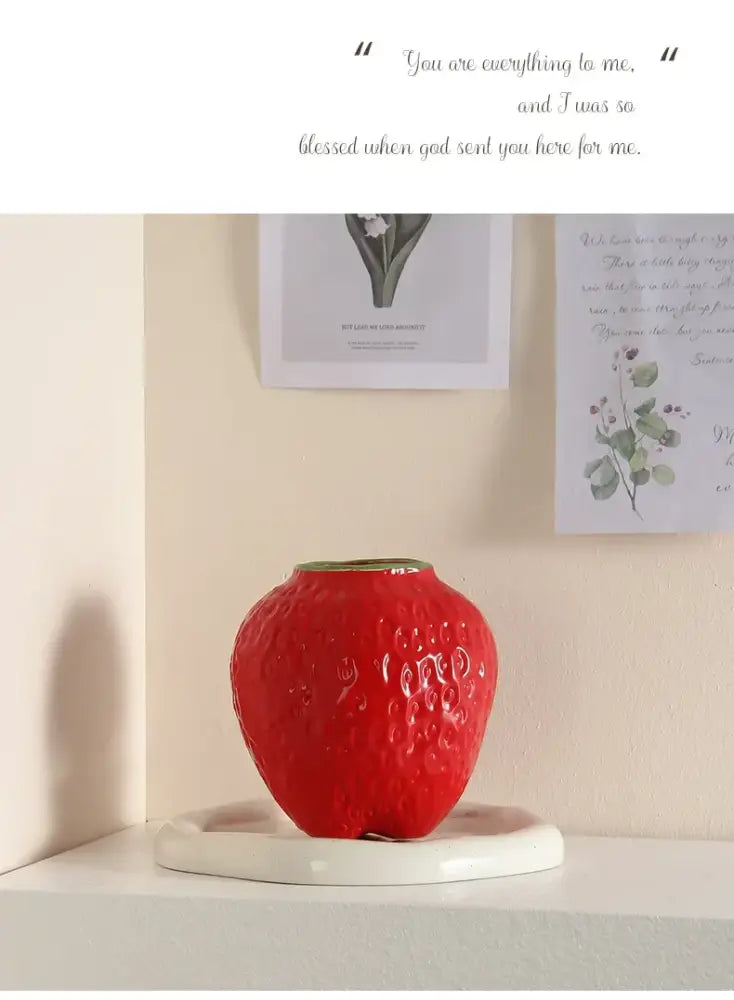 DecorBites™ Strawberry Cartoon Flower Vase for Home Décor