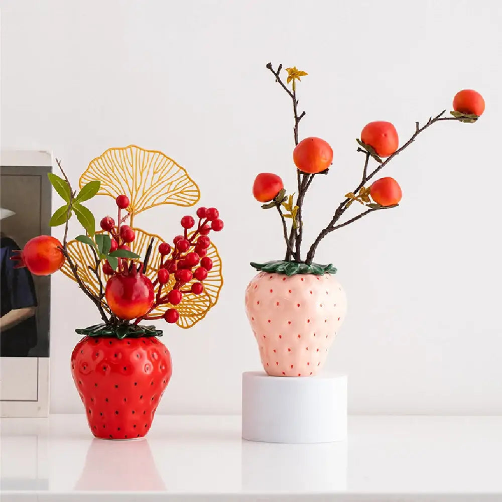 DecorBites™ Strawberry Shaped Ceramic Planter Pot