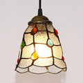 DecorBites™ Stunning Clear Glass Trumpet Ceiling Lamp Tiffany Style with Colorful Bead - Elegant 1-Head Pendant Light