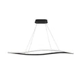 Modern black and white aluminum leaf led island light with a sleek curved design for dining room décor by DecorBites