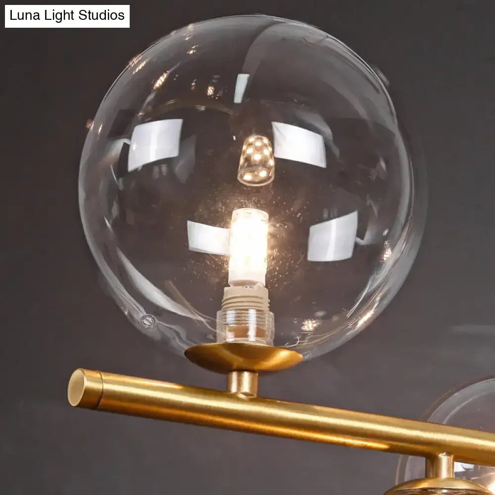 DecorBites™ Stylish Brass Finish Postmodern Suspension Lamp with Glass Shade - Creative Island Light featuring Ball and Lotus Leaf Design