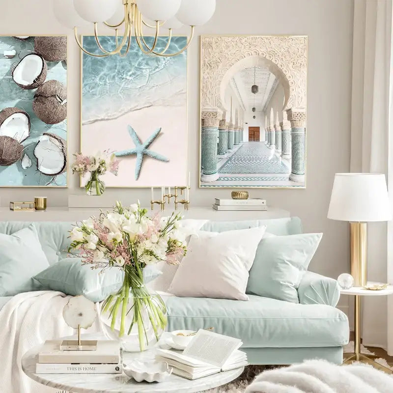 DecorBites™ Art Mural sur Toile Coquillages Plage d'Été