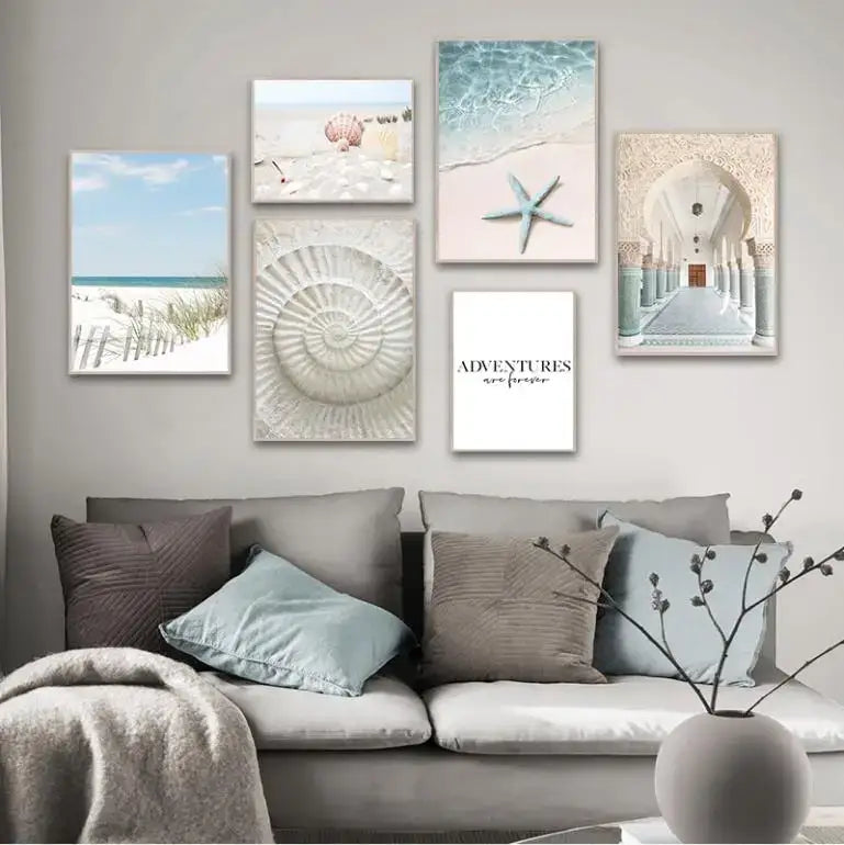 DecorBites™ Art Mural sur Toile Coquillages Plage d'Été