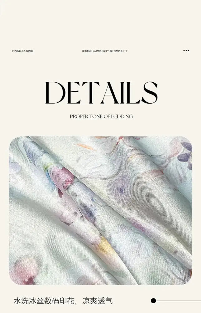 DecorBites™ Summer Floral Satin Silk Duvet Cover Set