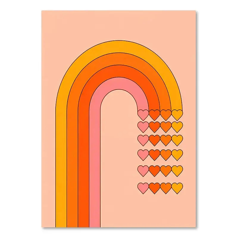 DecorBites™ Sunset Retro Stripes Art Prints Set