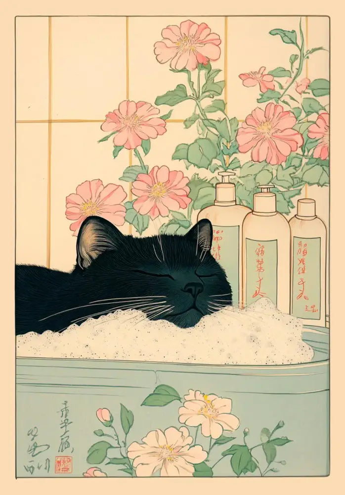 DecorBites™ Tabby Cat in Bathtub Canvas Wall Art